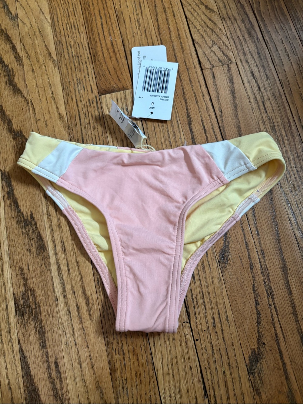 L*Space Girls' Size 6 Pink and Yellow Colorblock Bikini Bottoms